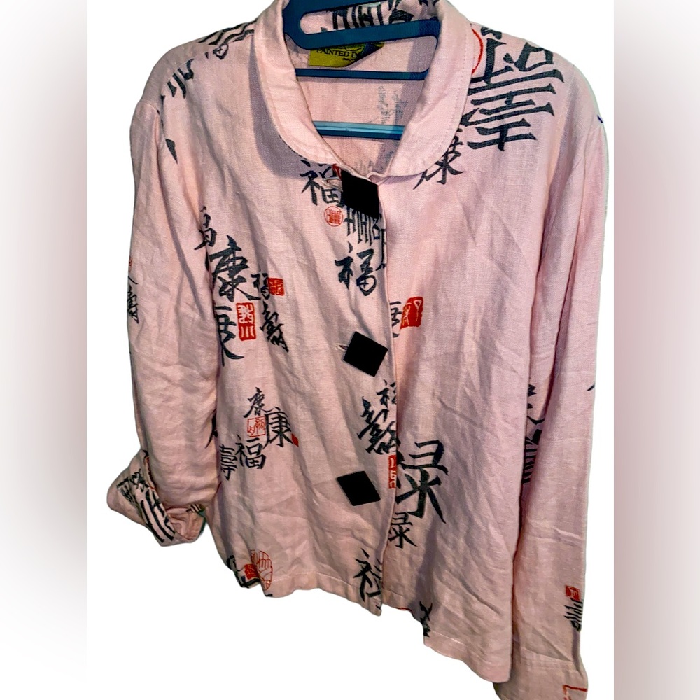 Linen jacket with Asian details